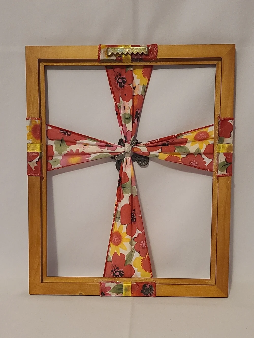 Frame Cross Art Floral Garden Theme Handmade